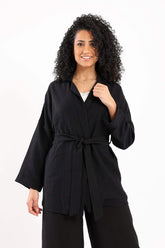 Collared Open Lounge Kimono - Carina - كارينا