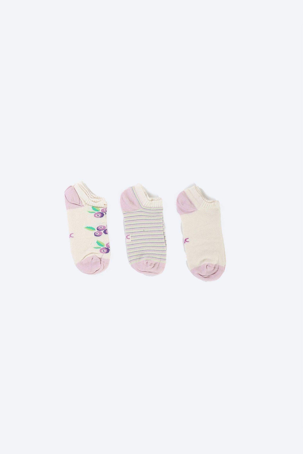Cotton Ankle Socks - 3 Pairs - Carina - كارينا