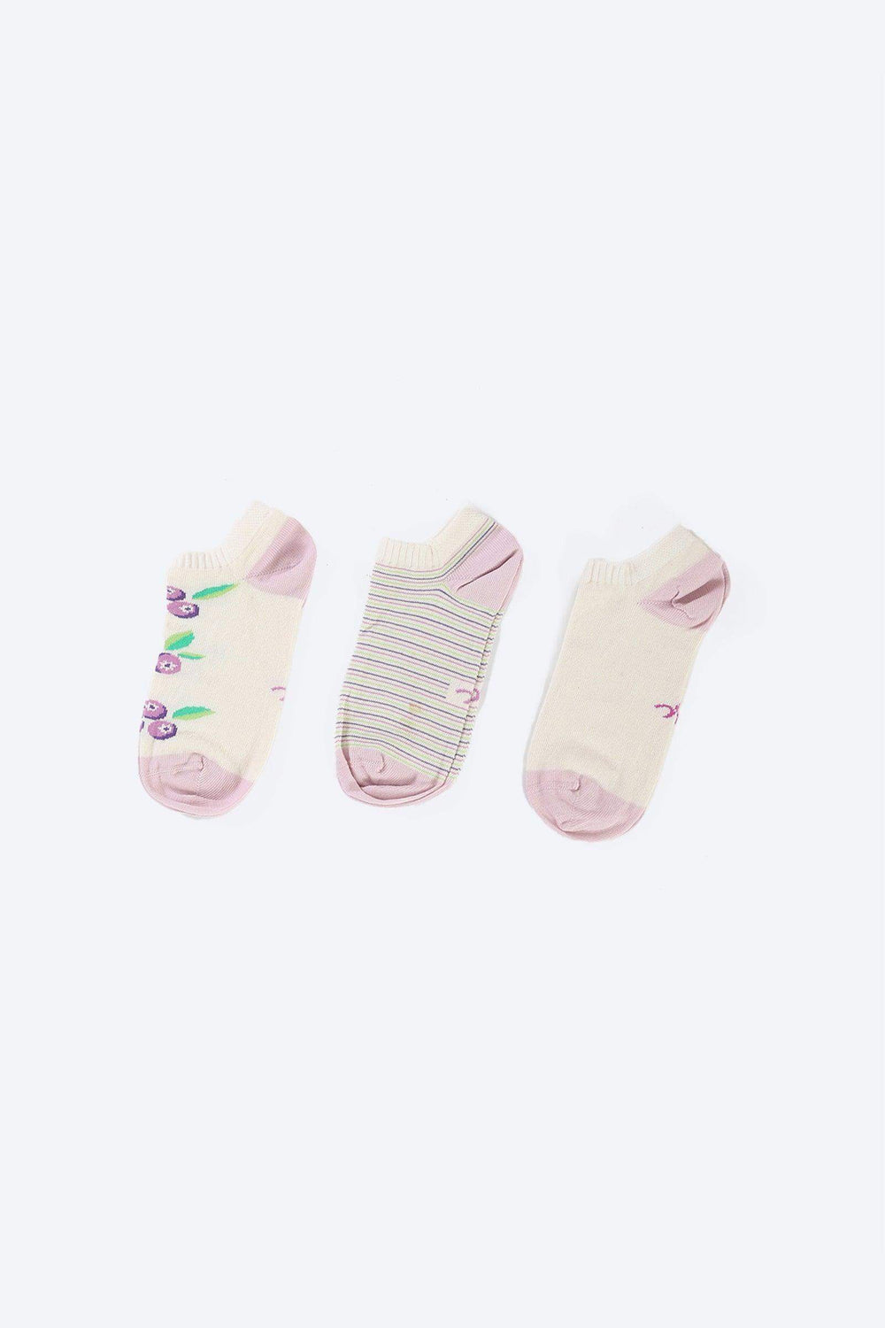 Cotton Ankle Socks - 3 Pairs - Carina - كارينا