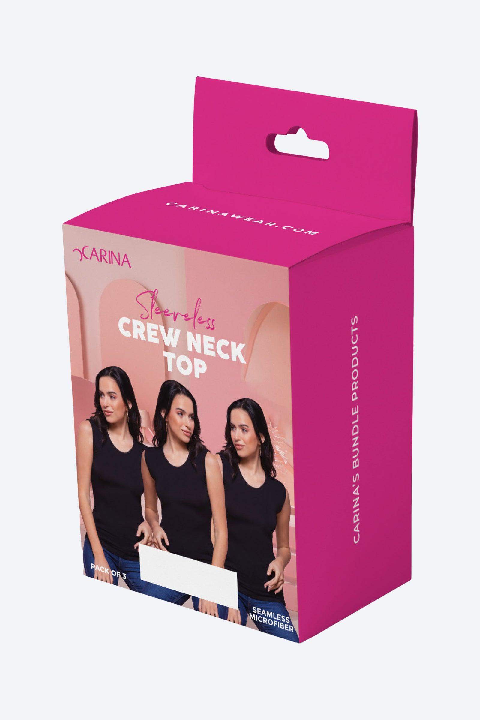Crew Neck Seamless Microfiber Sleeveless Top (Pack of 3) - Carina - كارينا