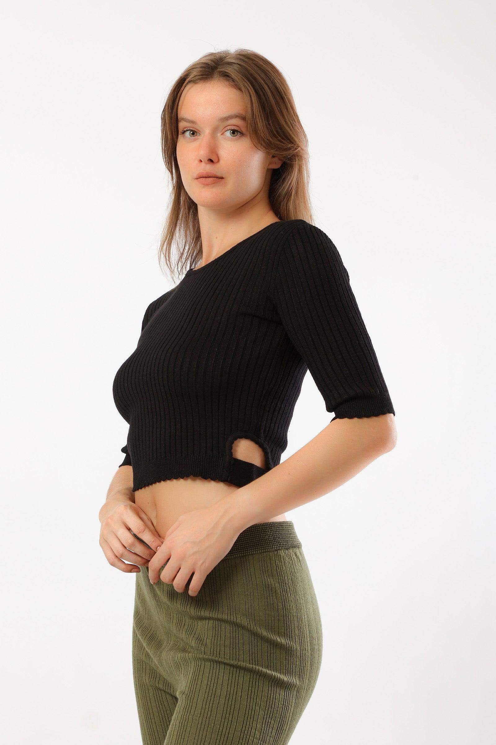 Cropped Ribbed Pullover - Carina - كارينا