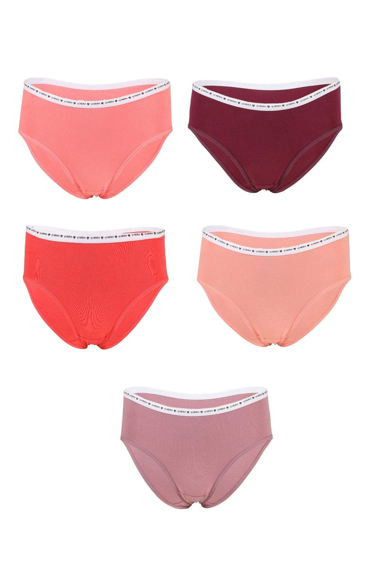 Elastic Waist Briefs Panties - 5 Pcs - Carina - كارينا