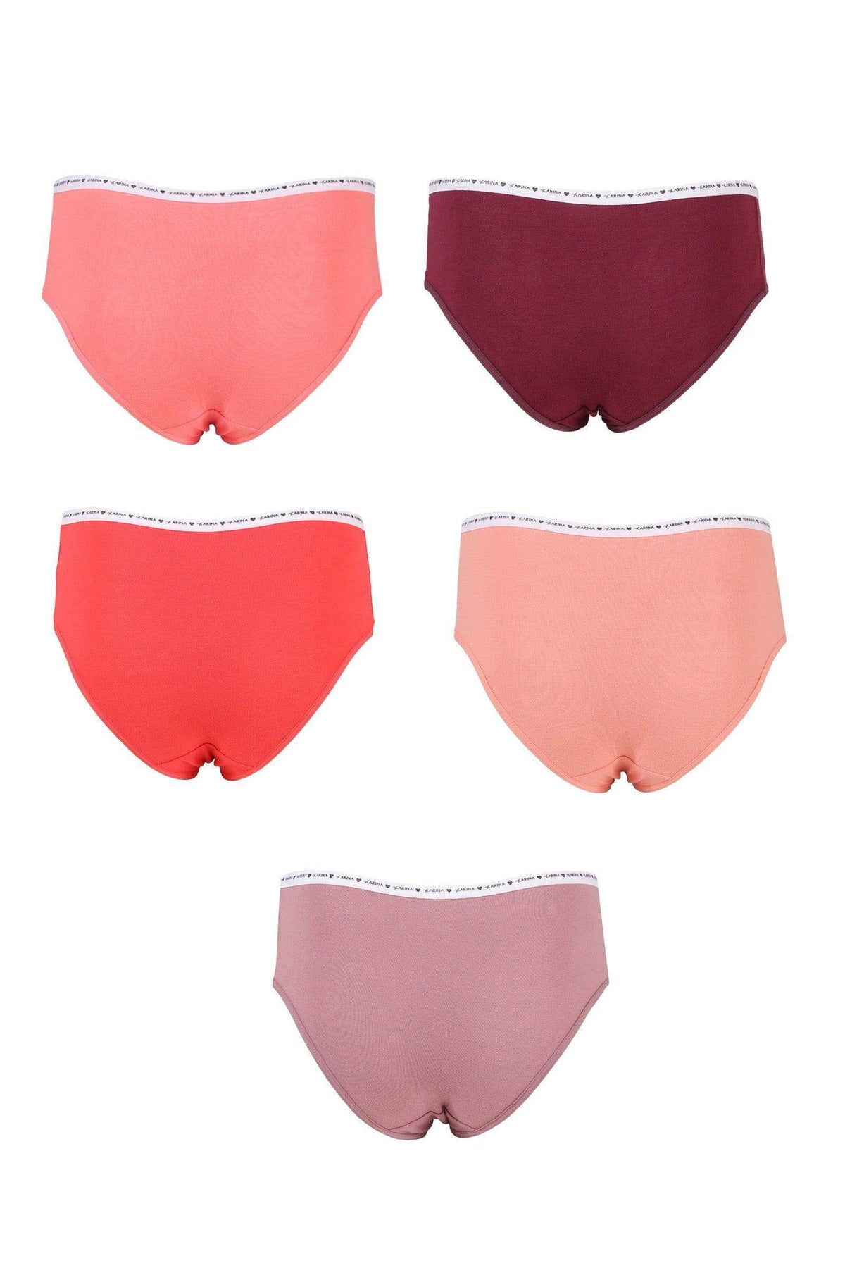 Elastic Waist Briefs Panties - 5 Pcs - Carina - كارينا