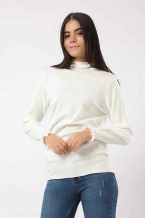 Frilled High Neck Pullover - Carina - كارينا