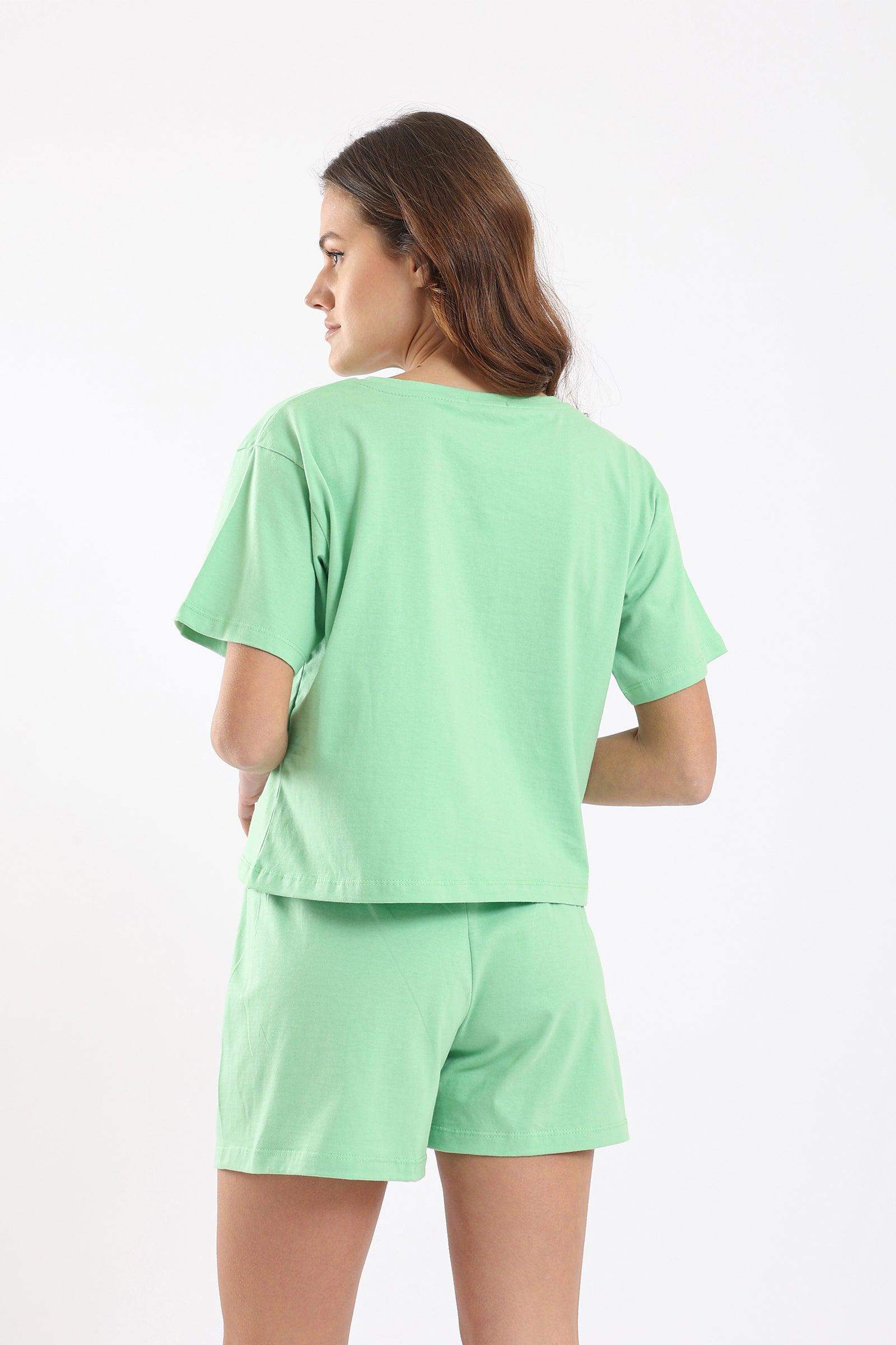Green Short Sleeves Pyjama Set - Carina - كارينا