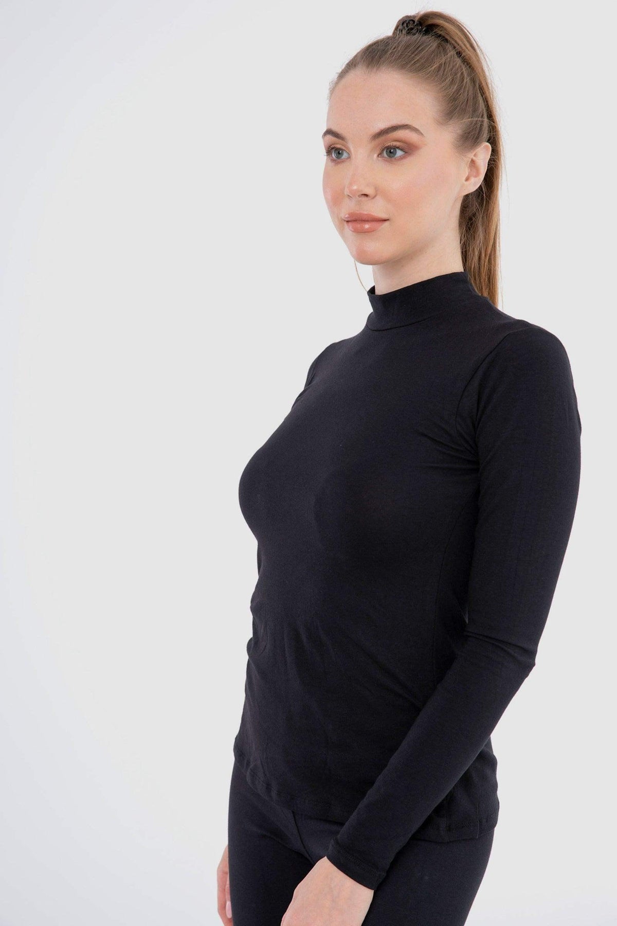 High Neck Long Sleeve Cotton Top - Pack of 3 - Carina - كارينا
