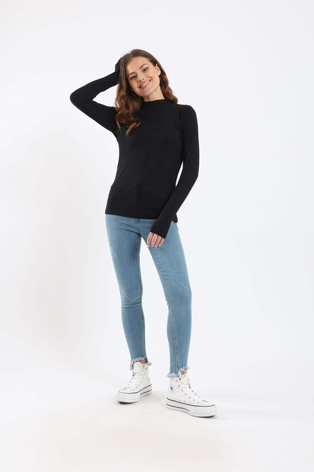 High Neck Long Sleeve Top - Carina - كارينا