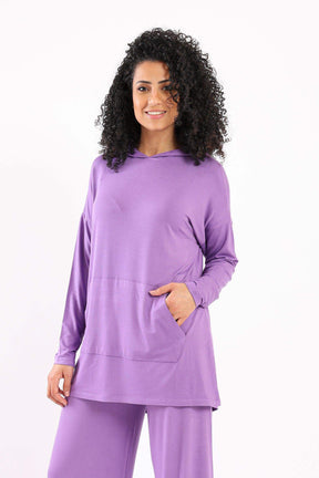 Hooded Plain Lounge Top - Carina - كارينا