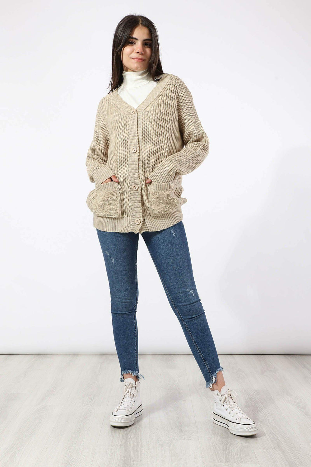 Knitted Cardigan with Buttons - Carina - كارينا