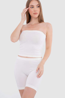 Mid Waist White Women's Tigh Length Shorty - Under Dress Shorties