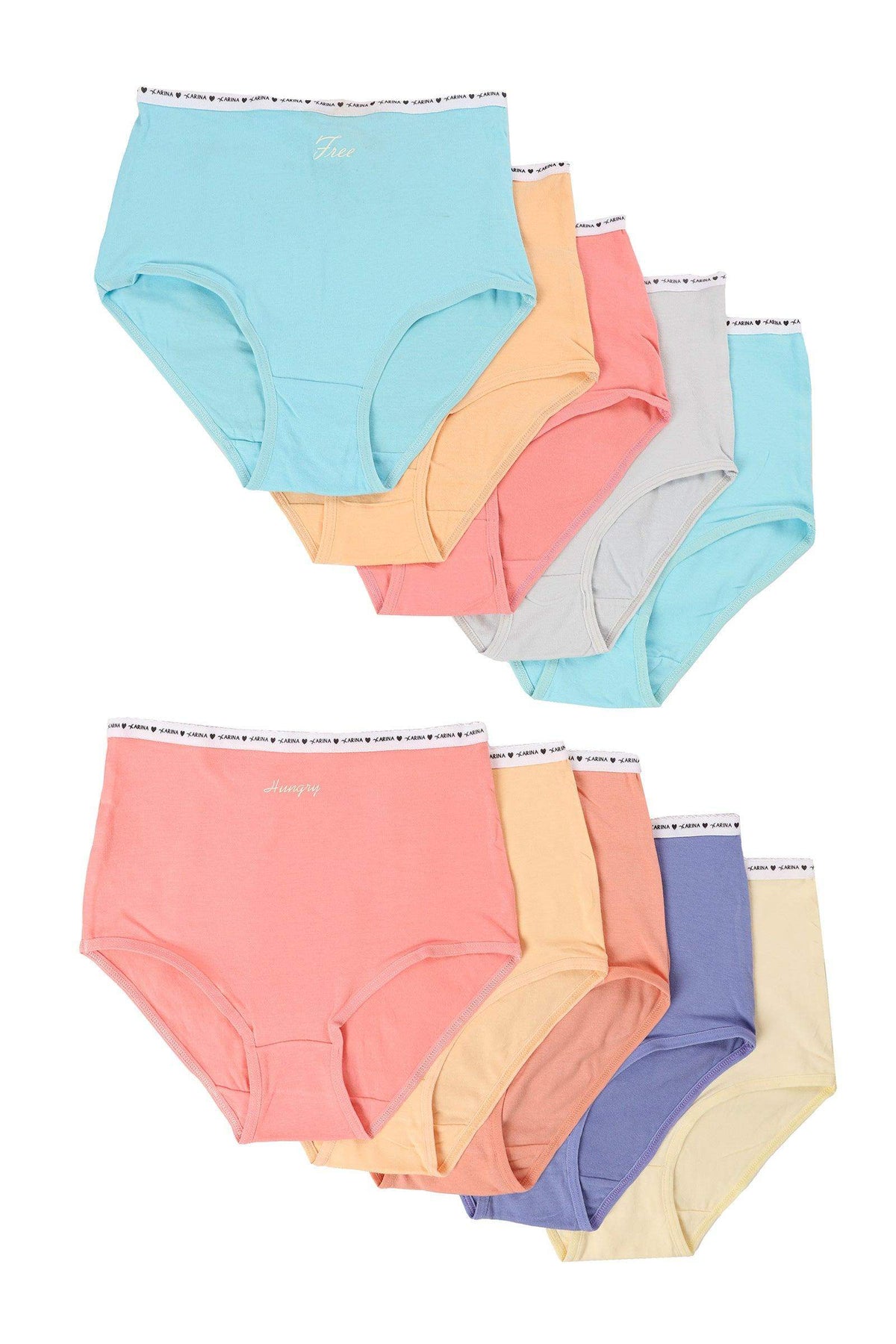 Pack of 10 Colored Full Brief - Carina - كارينا