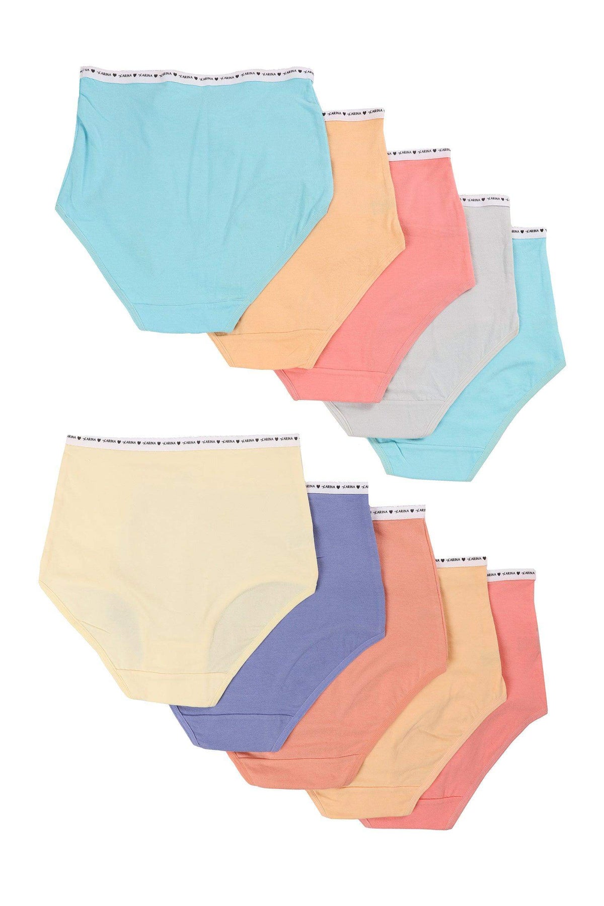 Pack of 10 Colored Full Brief - Carina - كارينا