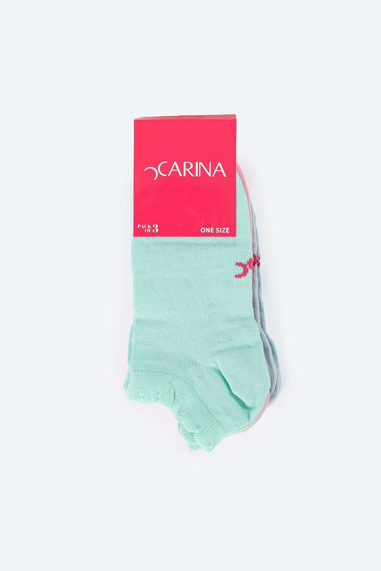 Pack of 3 Cotton Socks - Carina - كارينا