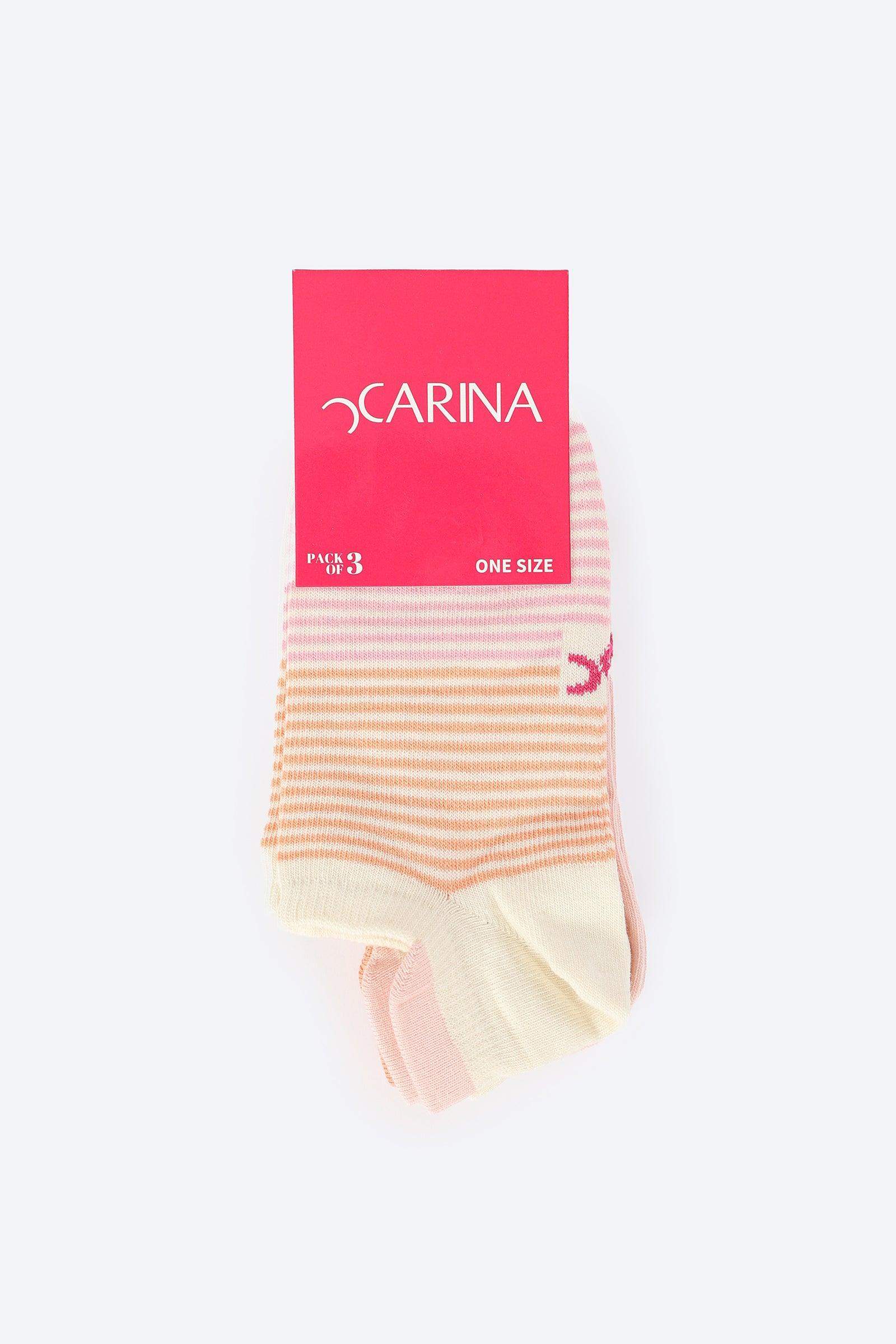 Pack of 3 Cotton Socks - Carina - كارينا