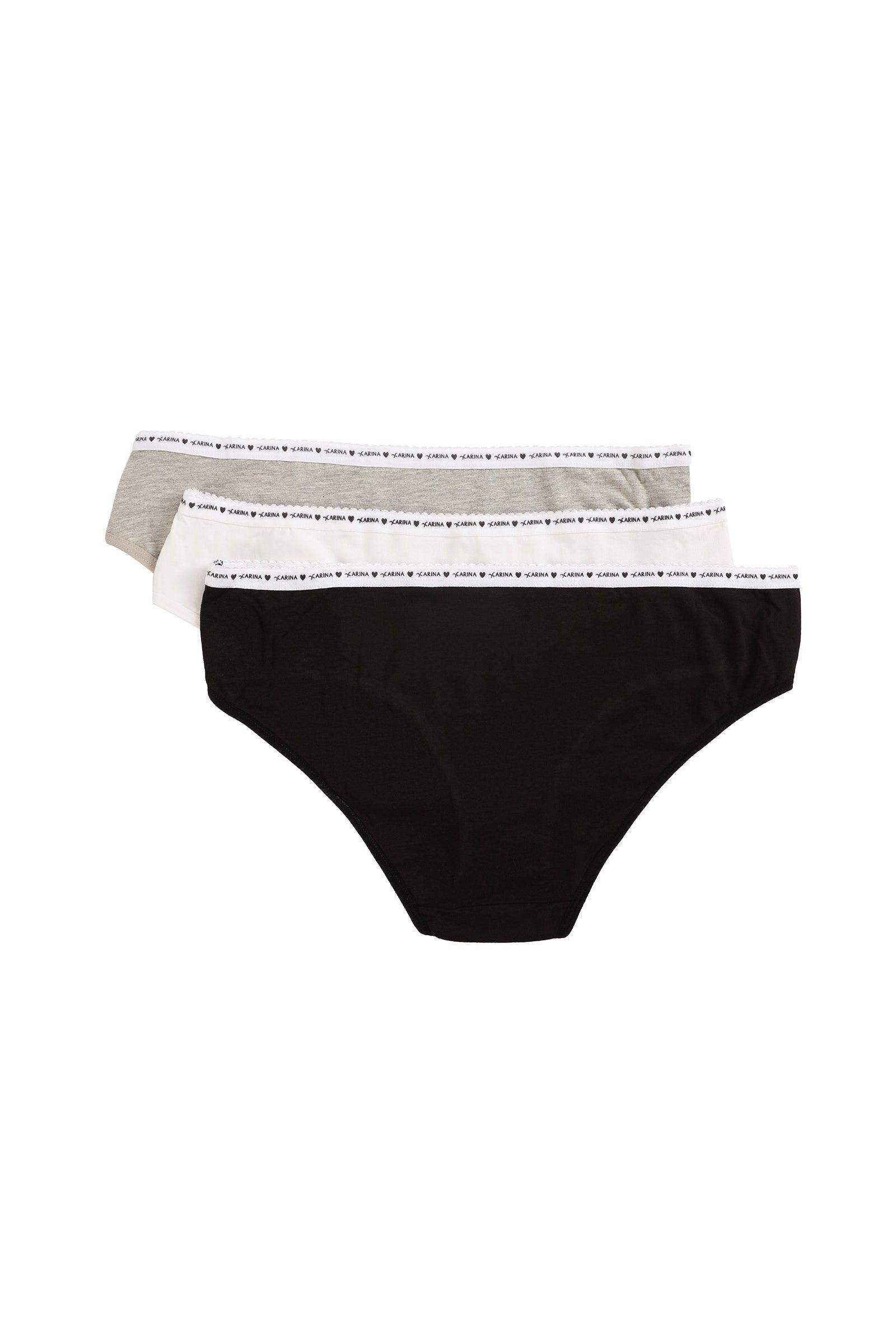 Pack of 3 Plain Bikini Panties - Carina - كارينا