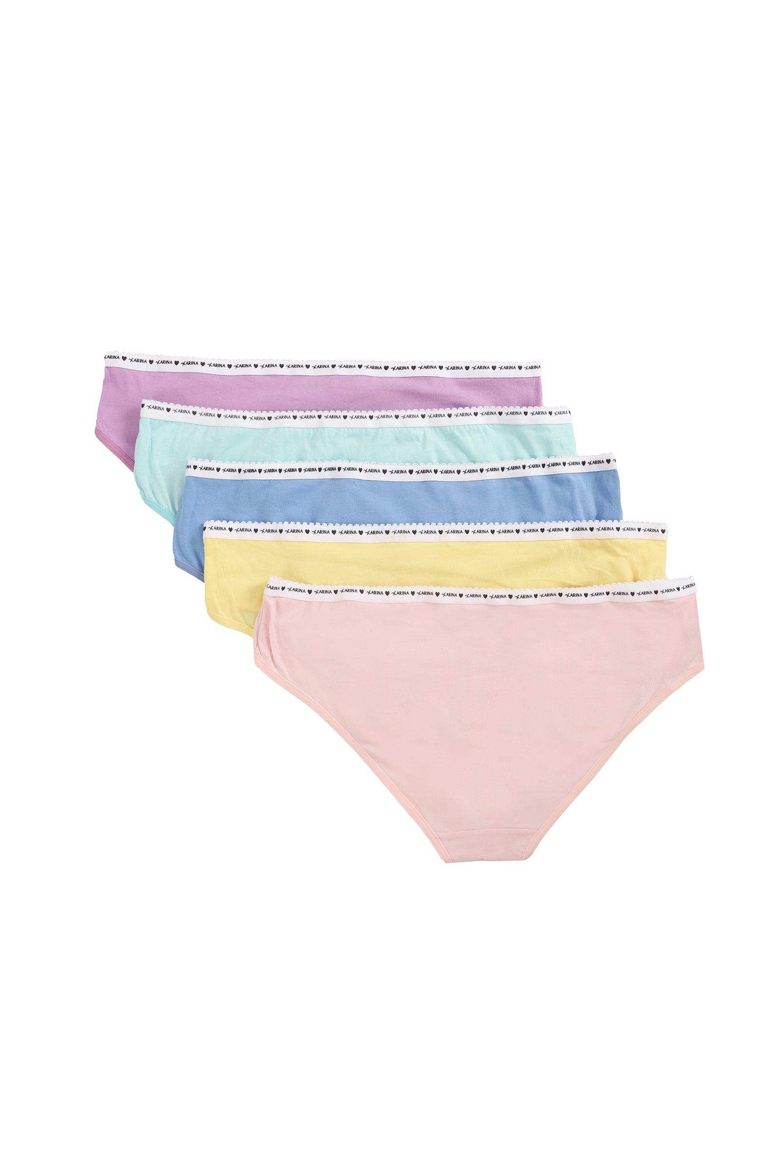 Pack of 5 Colored Bikini Panties - Carina - كارينا
