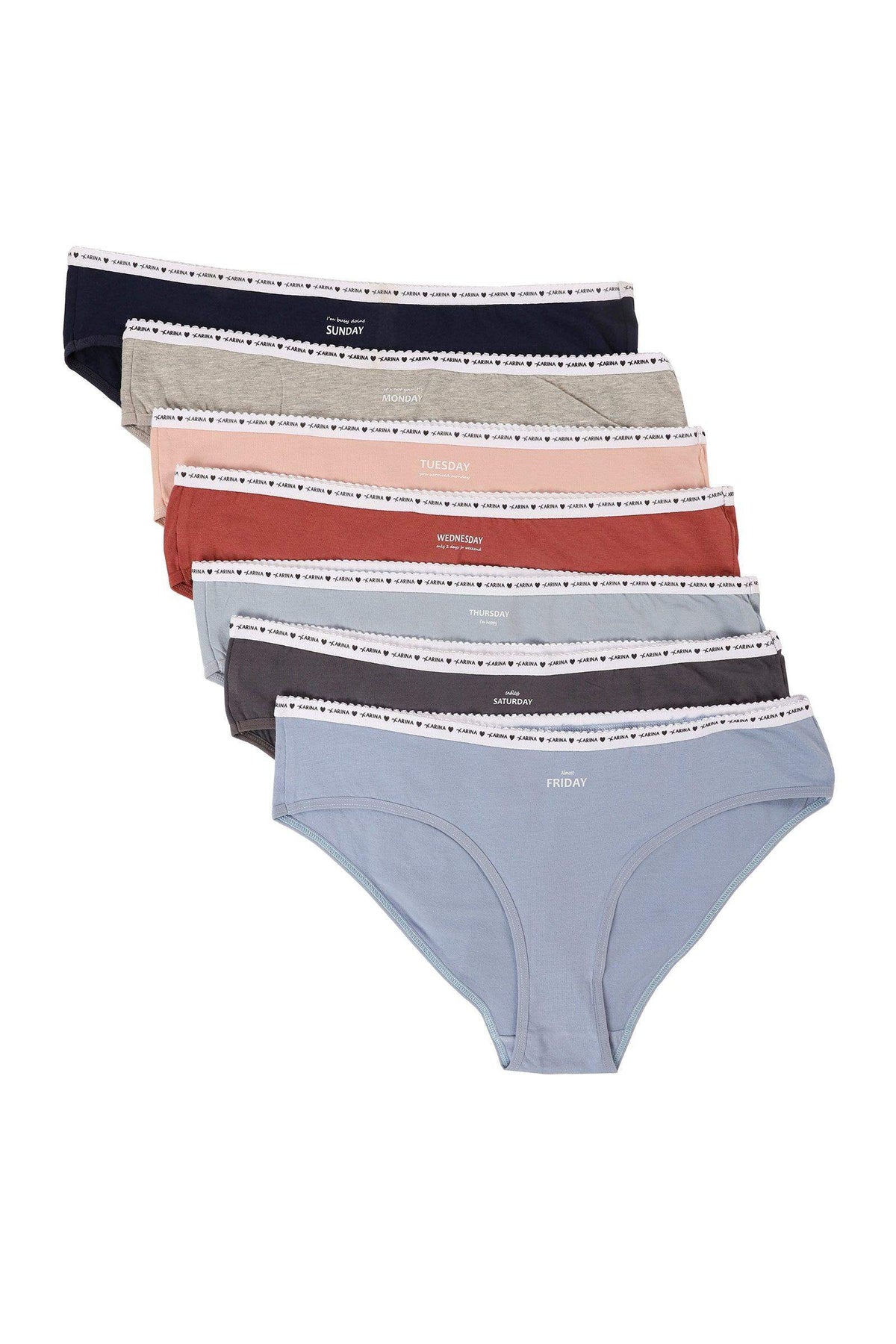 Pack of 7 Colored Bikini Panties - Carina - كارينا
