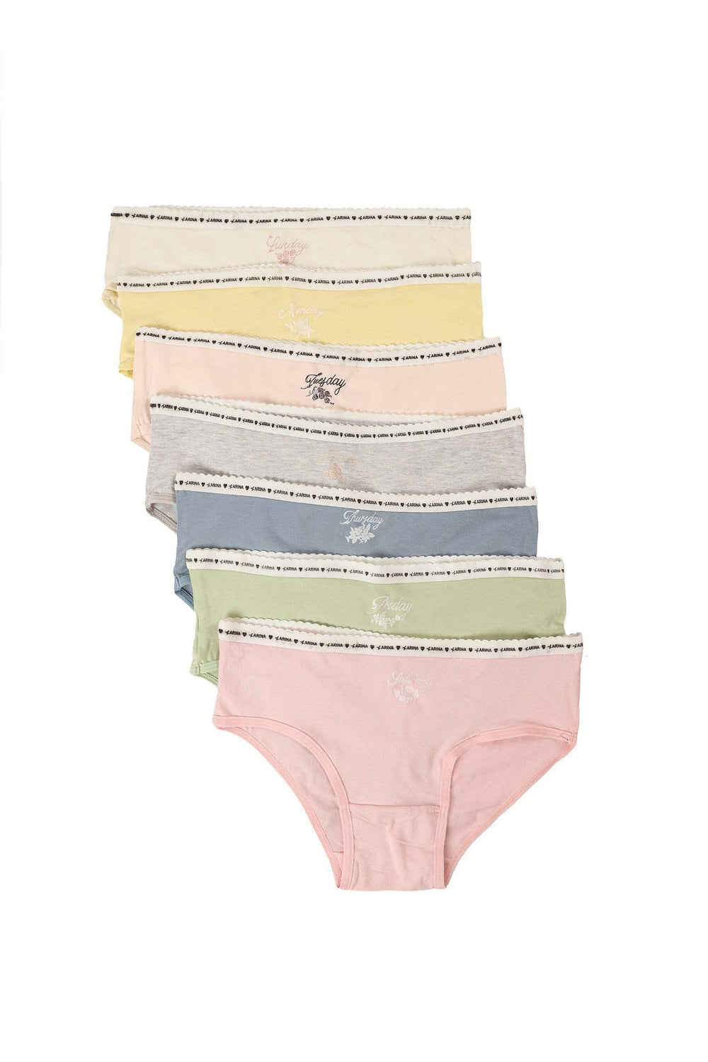Pack of 7 Colored Brief Panties - Carina - كارينا