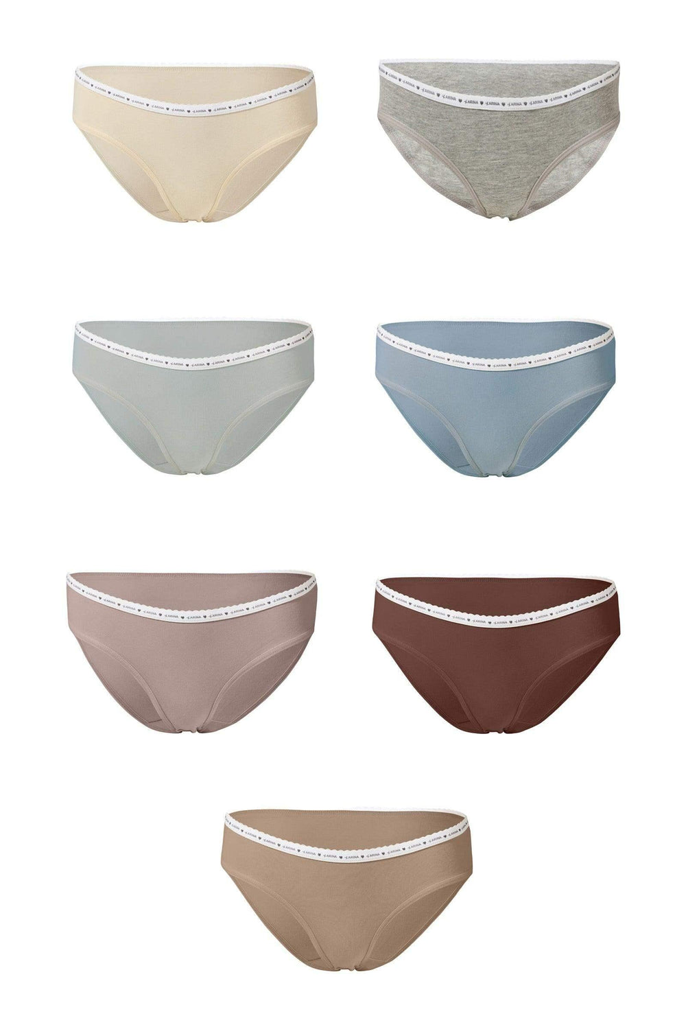Pack of 7 Cotton Bikini Panties - Carina - كارينا