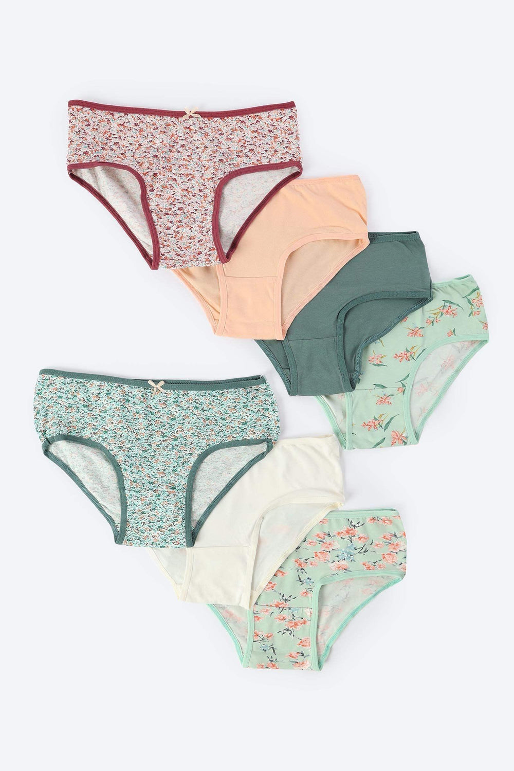 Pack of 7 Cotton Brief Panties - Carina - كارينا