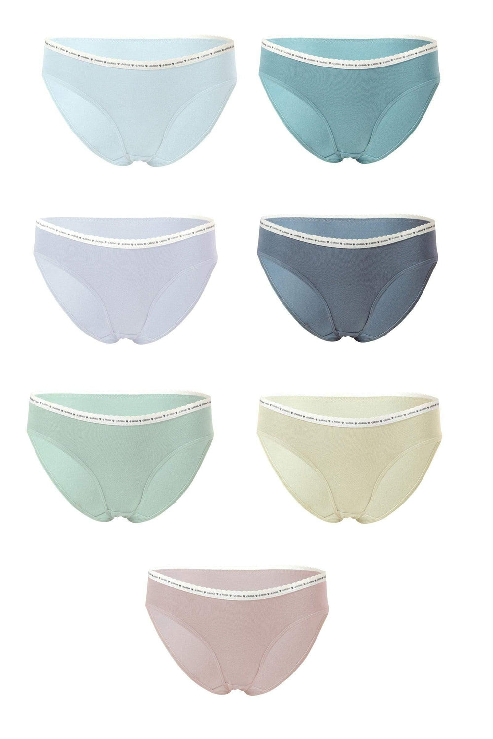 Pack of 7 Plain Brief Panties - Carina - كارينا