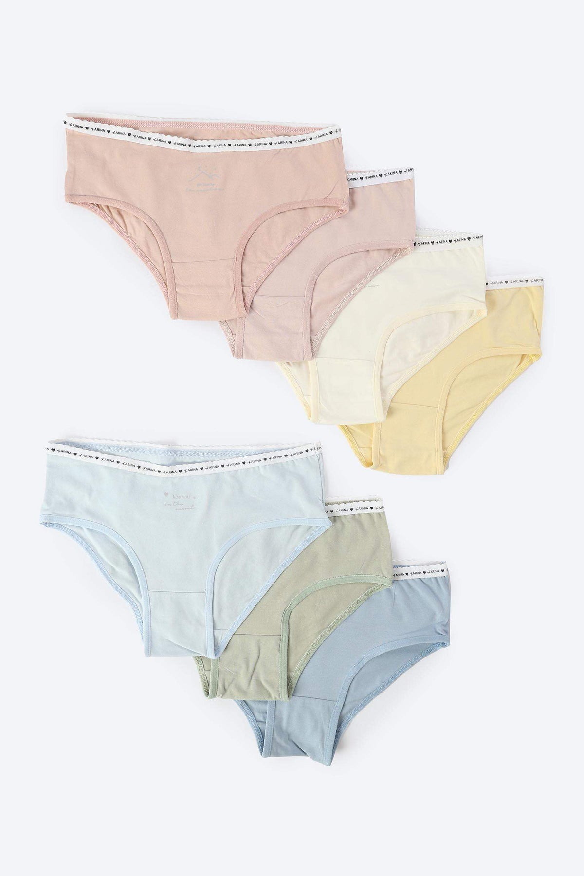 Pack of 7 Plain Brief Panties - Carina - كارينا
