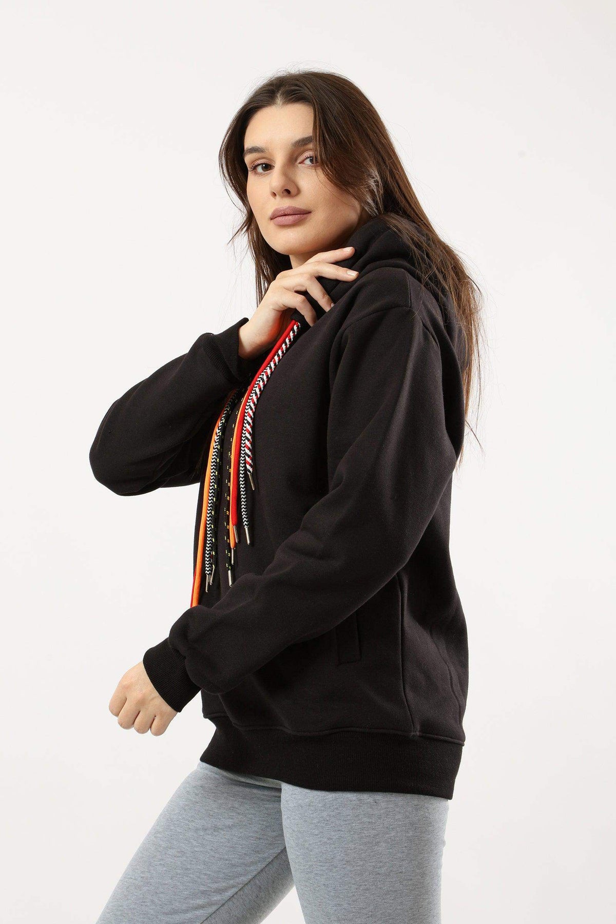 Plain Hoodie with Colorful Drawstrings - Carina - كارينا
