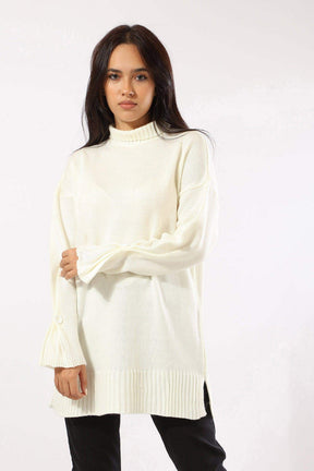 Plain Pullover with Ribbed Trim - Carina - كارينا