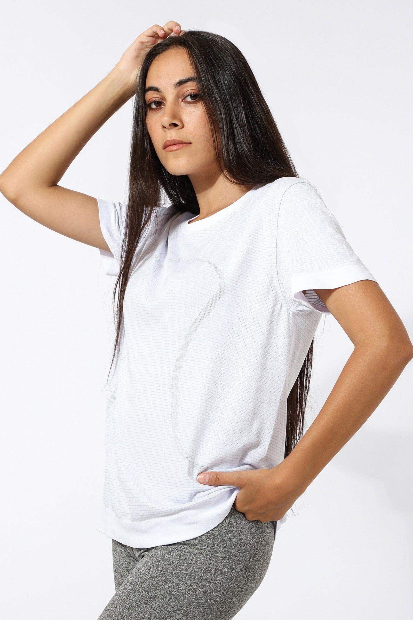 Polyester Self Pattern T-shirt - Carina - كارينا