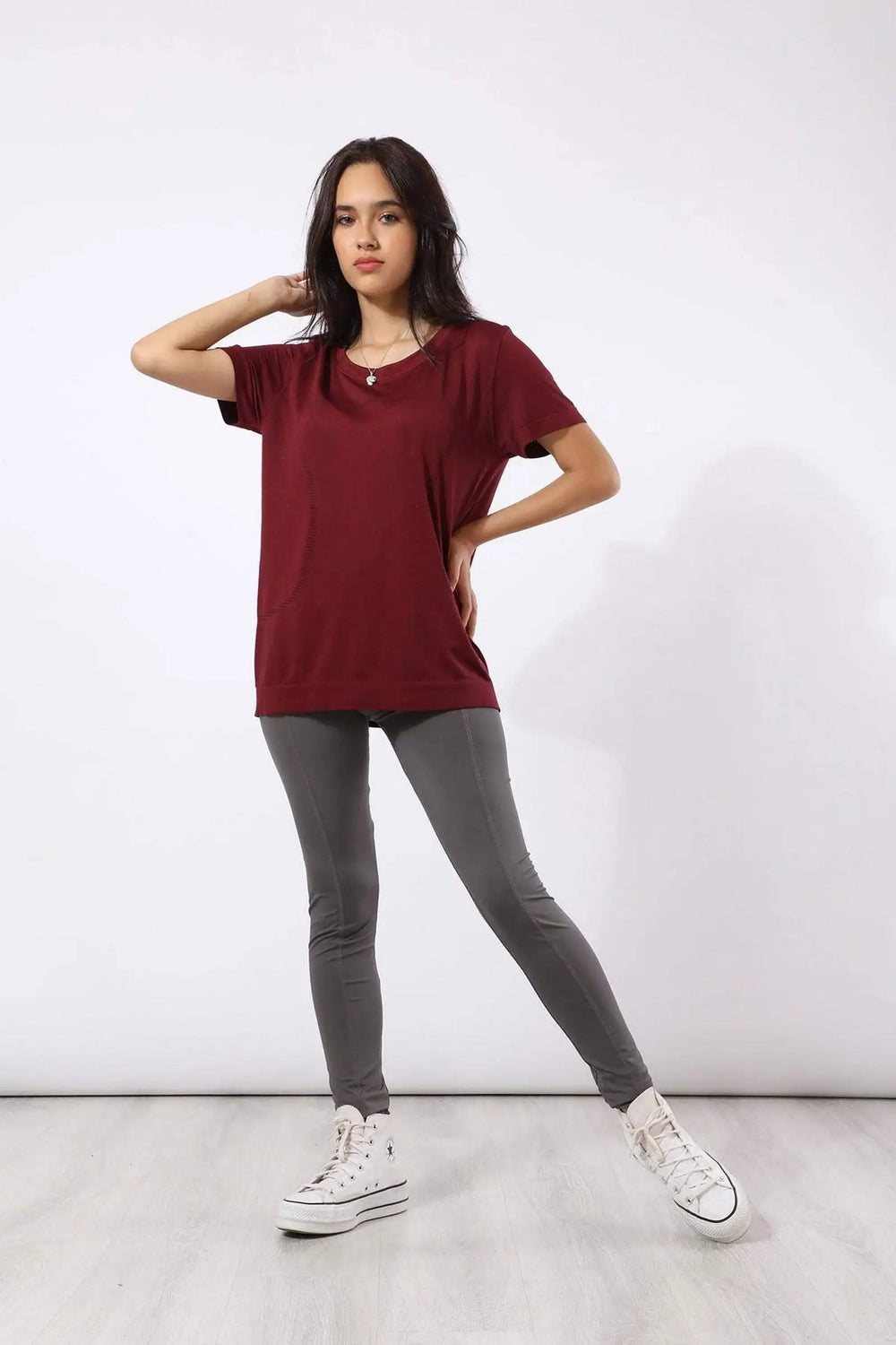 Polyester Self Pattern T-shirt - Carina - كارينا