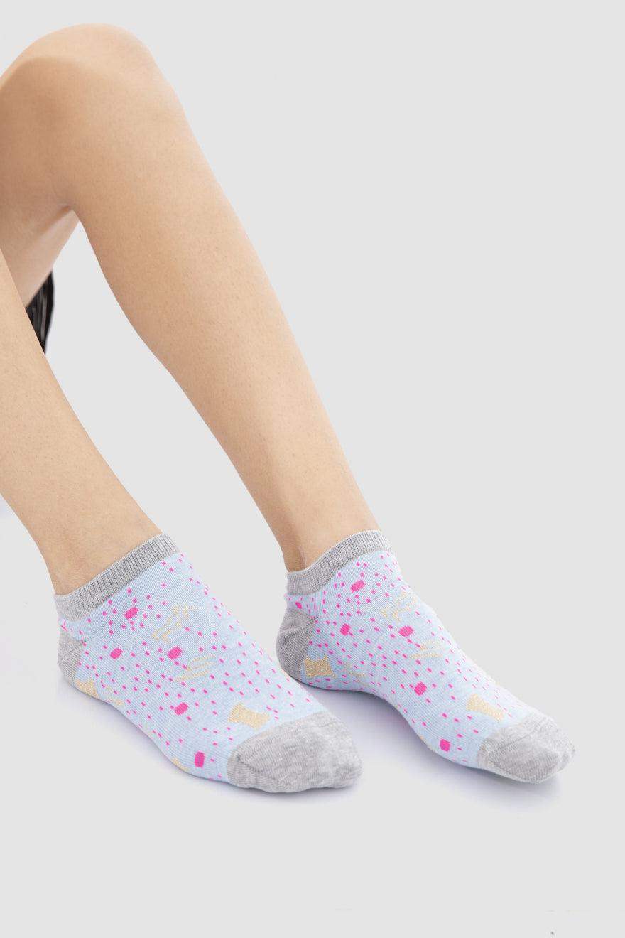 Printed Ankle Socks - 3 Pairs - Carina - كارينا