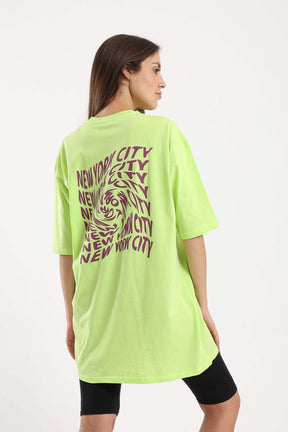 Printed Back Oversized T-Shirt - Carina - كارينا