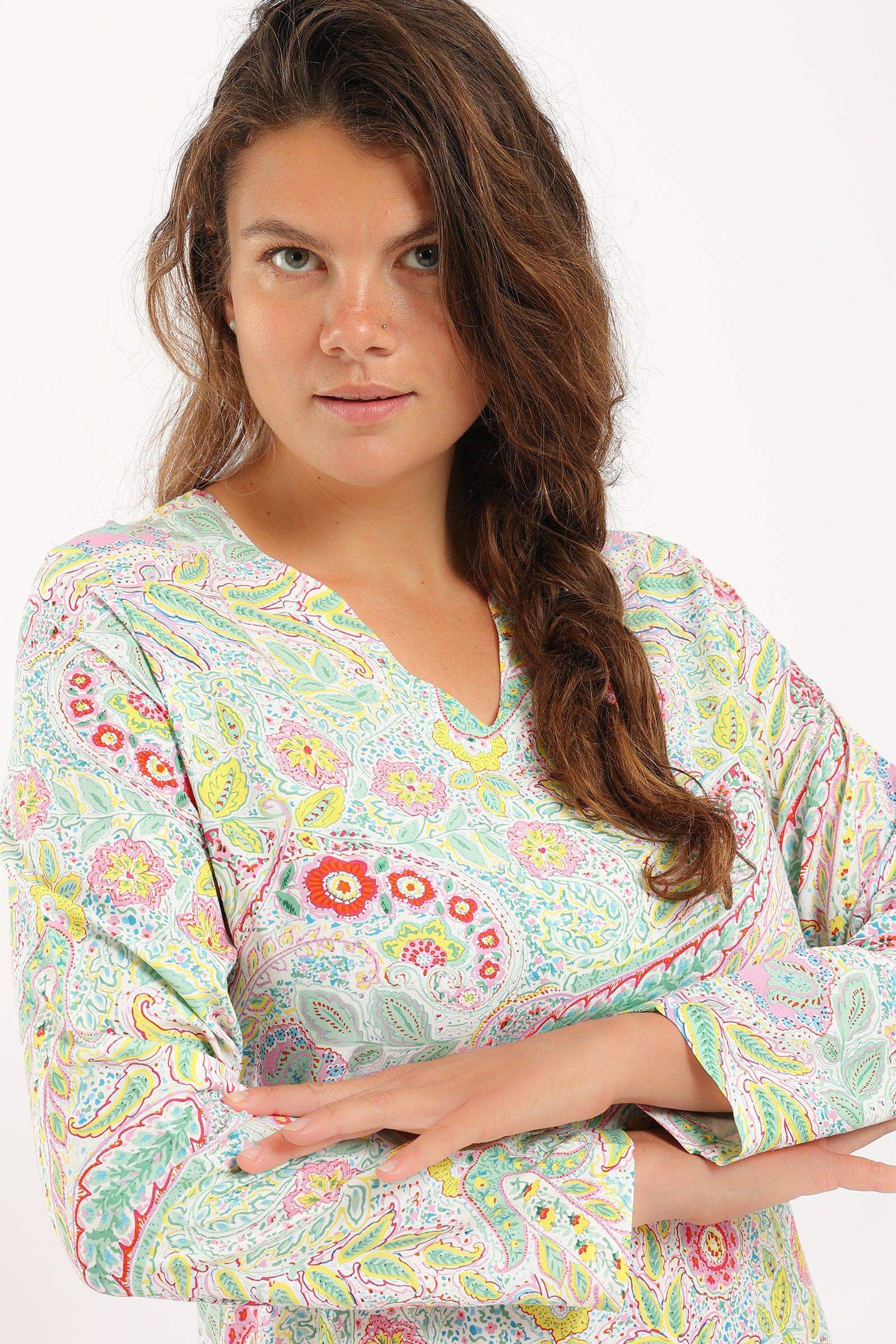 Printed Multicolor Nightgown - Carina - كارينا