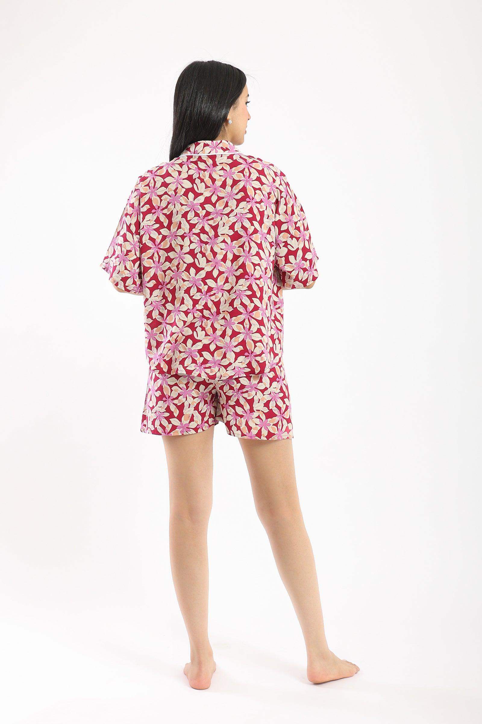 Printed Short Sleeve Pyjama Set - Carina - كارينا