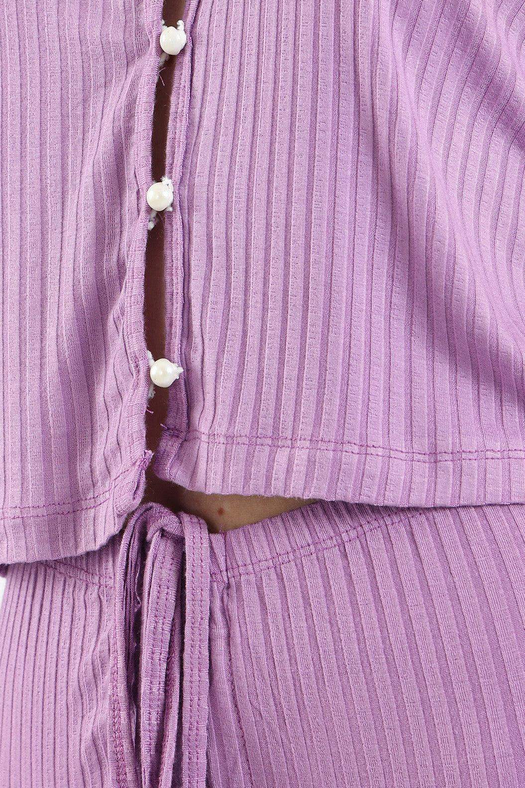 Ribbed Long Sleeve Pyjama Set - Carina - كارينا