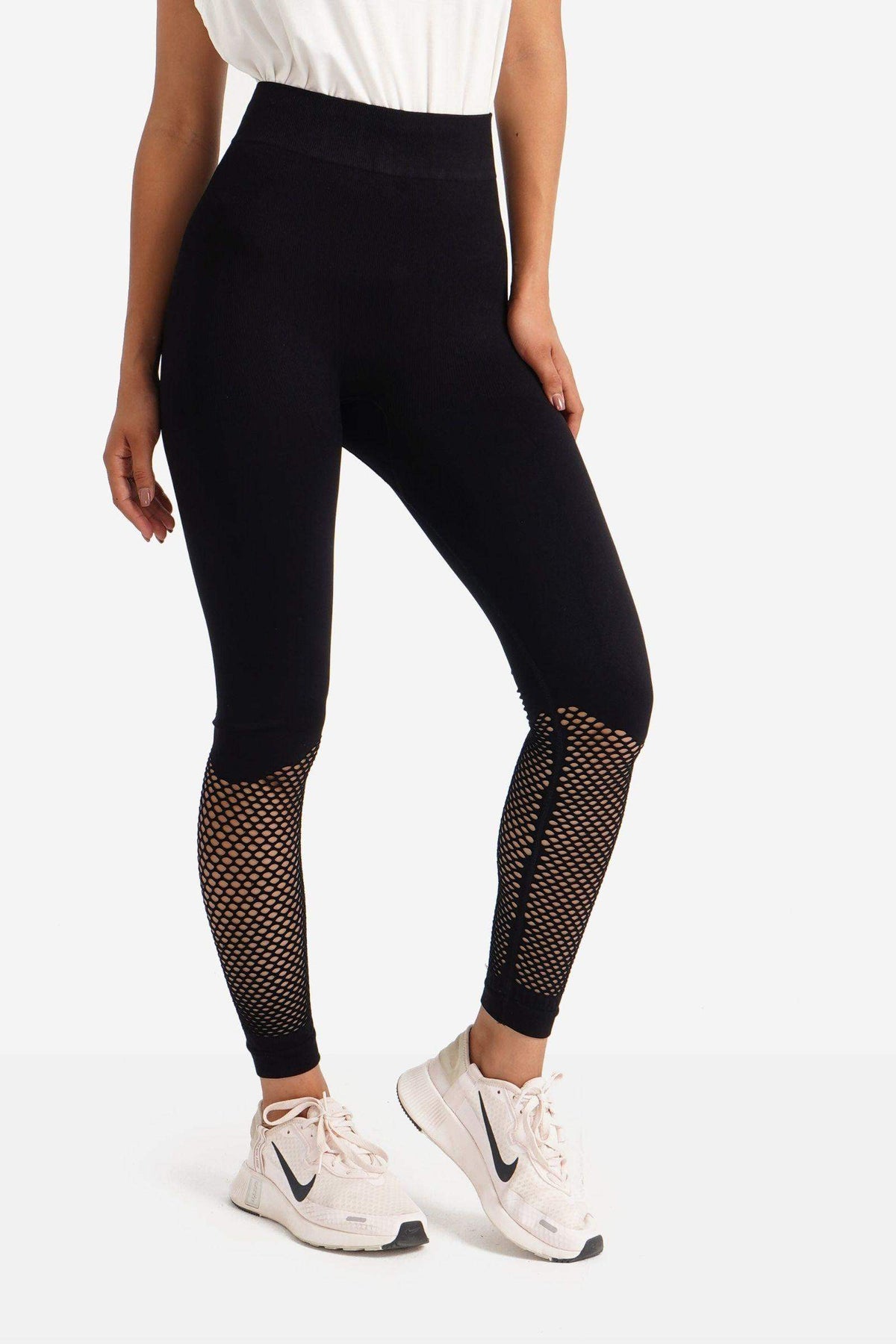 Slim Fit Leggings with Net Panel - Carina - كارينا