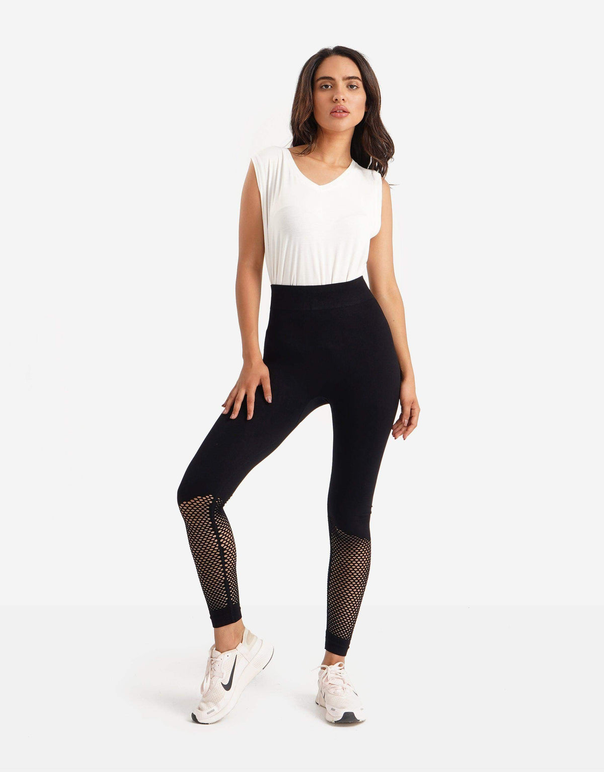 Slim Fit Leggings with Net Panel - Carina - كارينا