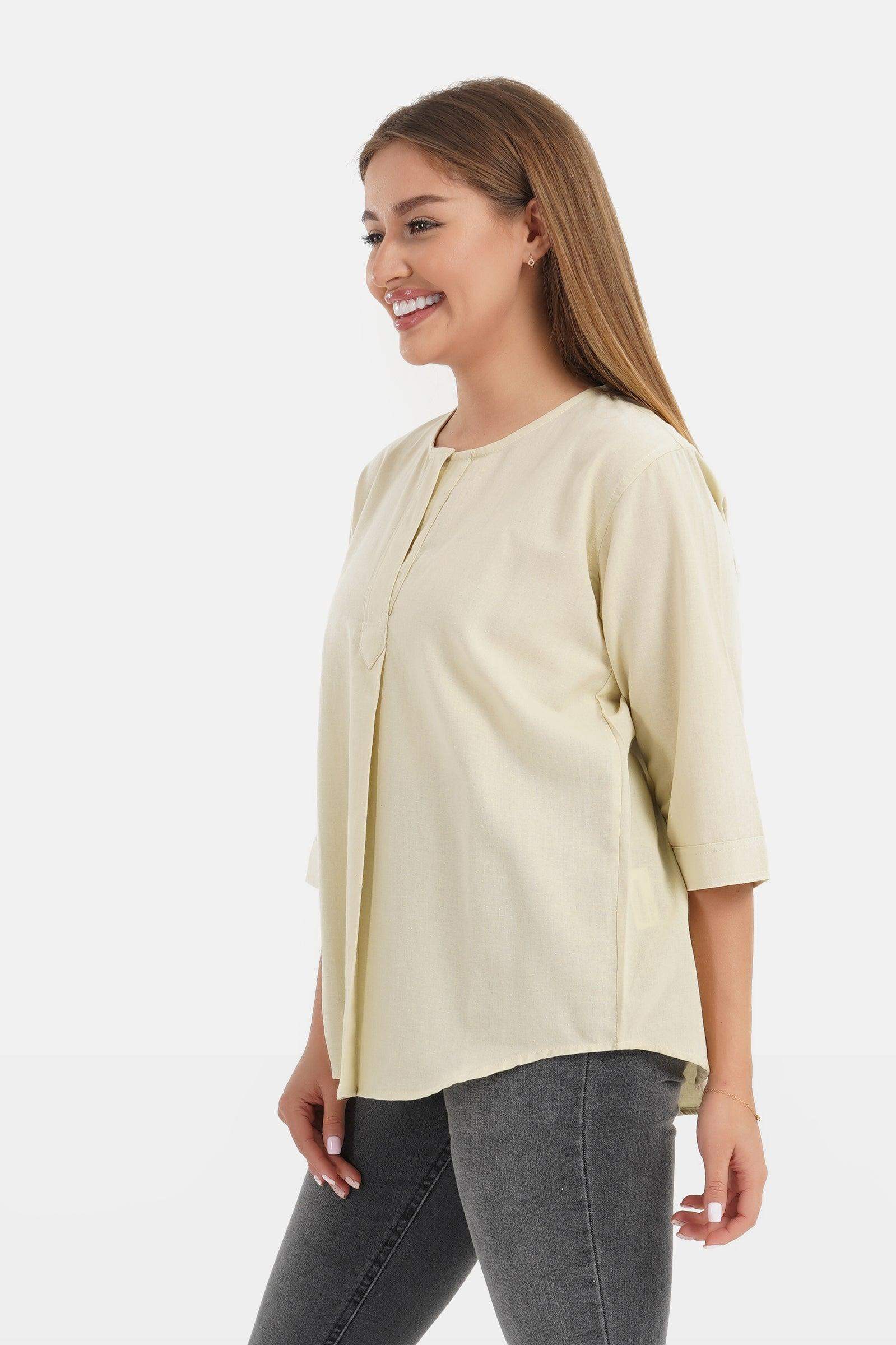 Solid Blouse with 3/4 Sleeves - Carina - كارينا