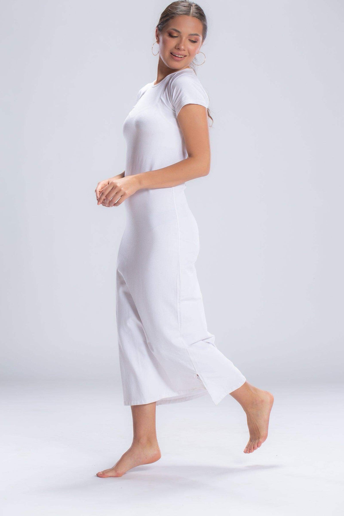 Solid Short Sleeves Long Dress - Carina - كارينا