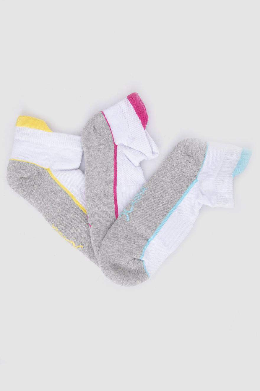 Tri-Tone Cotton Ankle Socks - 3 Pairs - Carina - كارينا