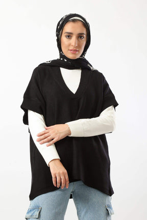 V-Neck Plain Poncho - Carina - كارينا