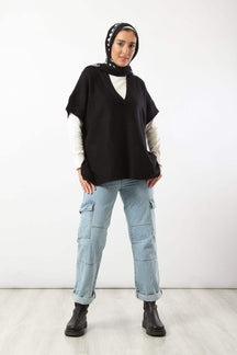 V-Neck Plain Poncho - Carina - كارينا