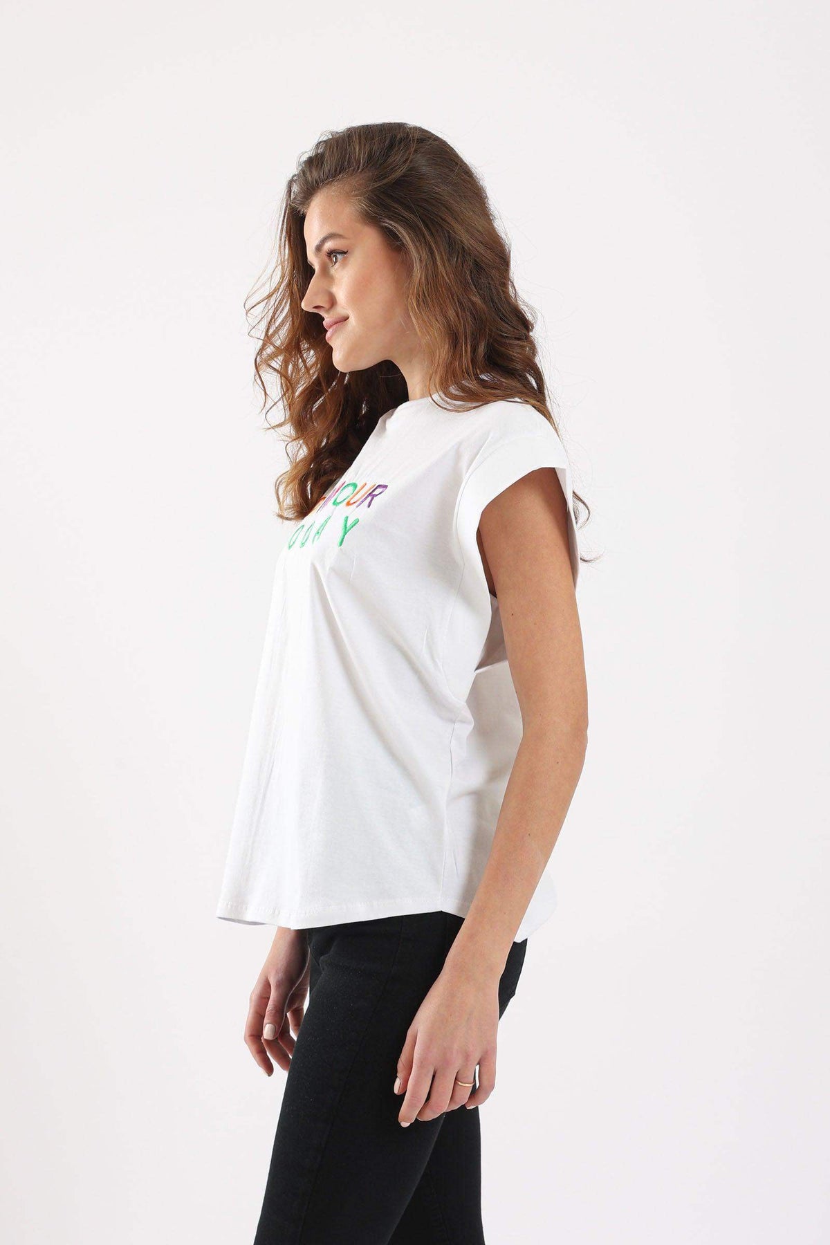 Wide Cap Sleeves T-Shirt - Carina - كارينا